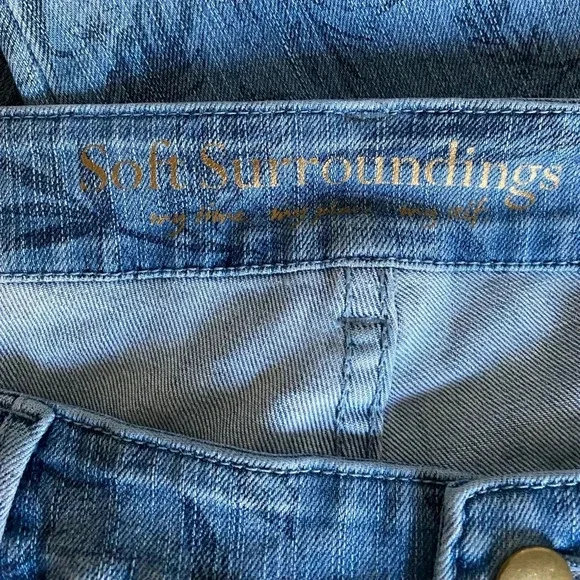 SOFT SURROUNDINGS | Women’s Leaf Print 5 Pocket Pull On Denim Leggings Size PL - Picture 6 of 7